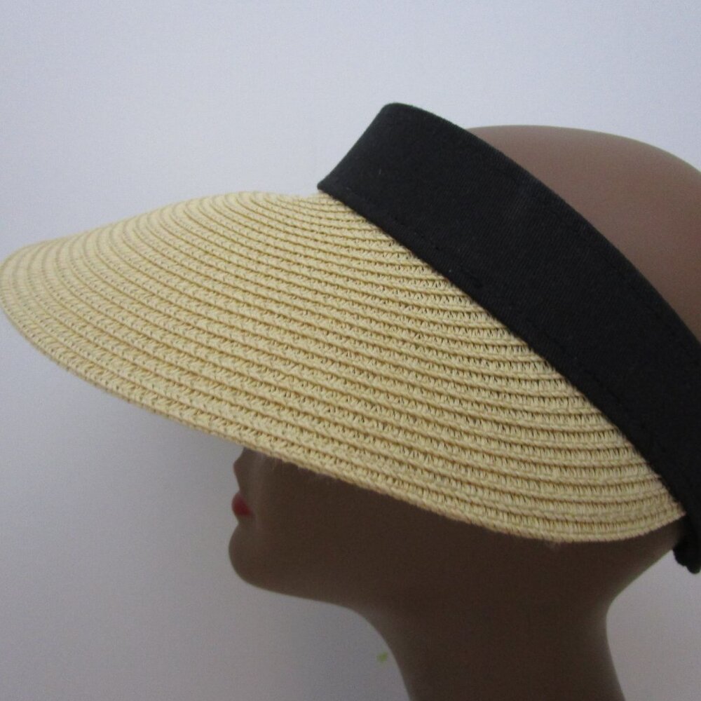 Hat Visor Natural Faux Straw Vaca Sun Protec - Picture 10 of 16